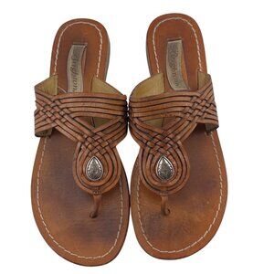 Brighton Women's Athens 8M Leather Thong Sandals Brown Made in Brazil